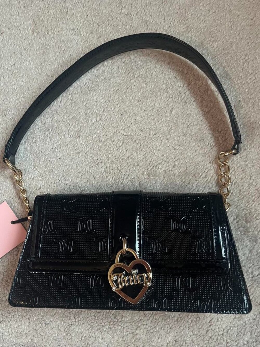 Glossy black Juicy Couture shoulder bag